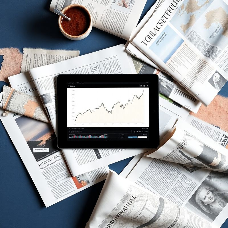Pogled odozgo na razasute financijske novine i tablet s grafikonom